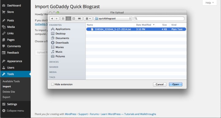 Quick blogcast godaddy
